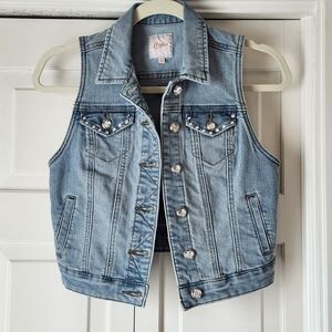 Vintage Candie's Jeweled Cropped Denim Vest